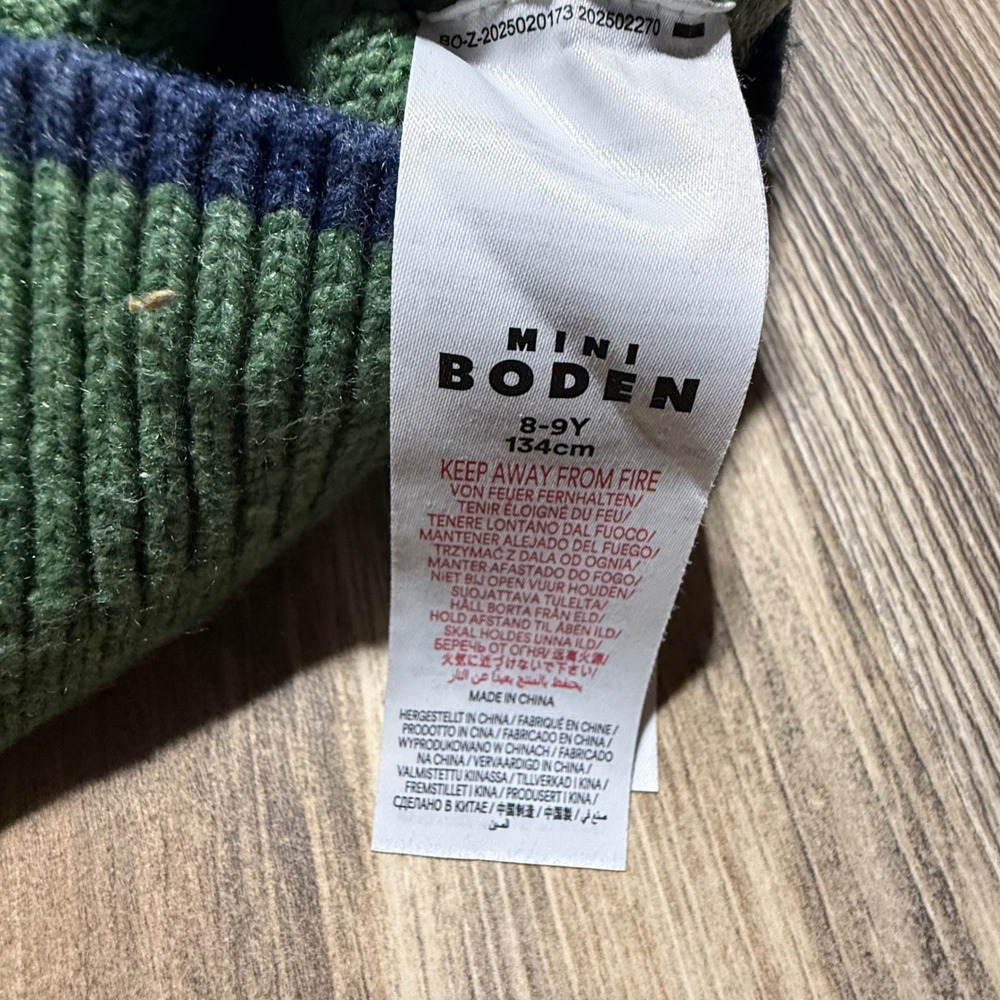 Mini Boden Quarter Zip Sweater Green Knit Preppy Coastal - Picture 5 of 5